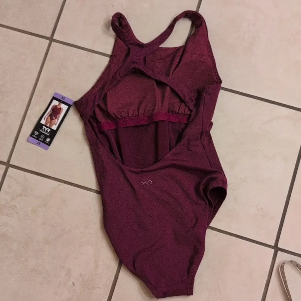 NEW TYR One Piece Swimsuit Wine Purple Red Color Size XS